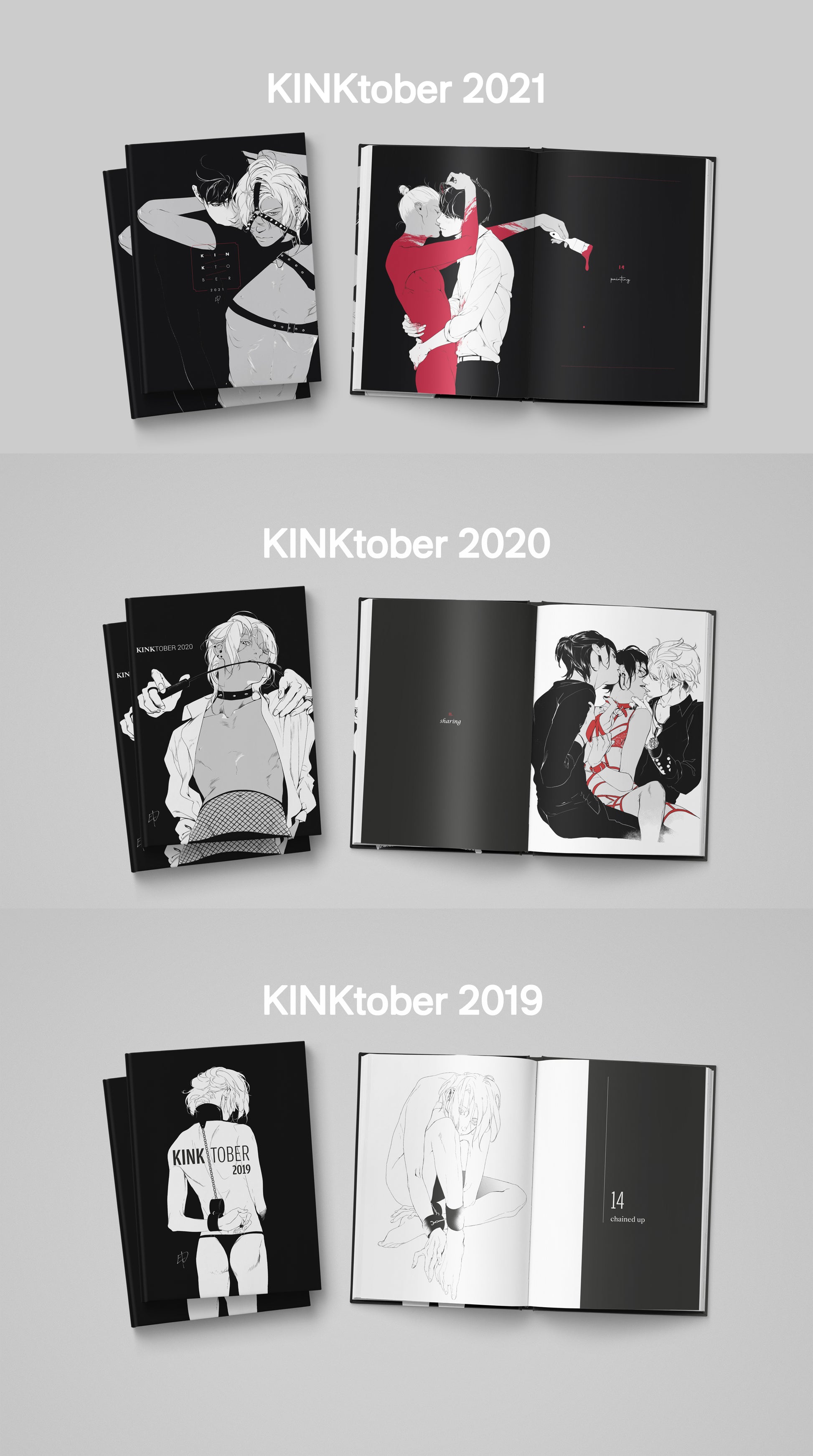 ARTBOOK COLLECTION KINKtober 2019 - 2021 [NSFW] - 3 books - EDIllustration