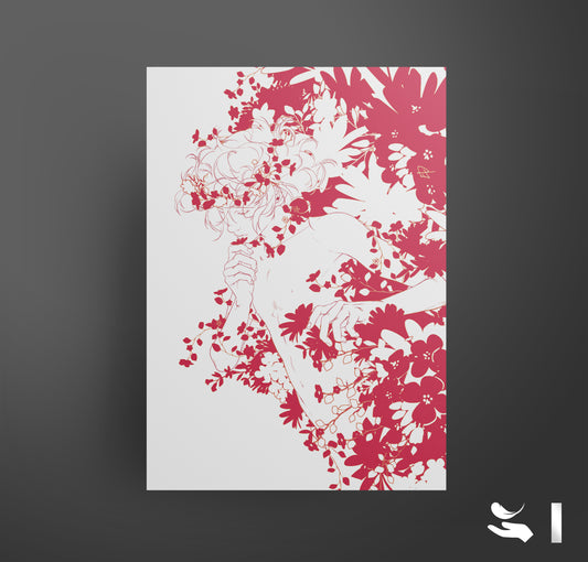 PRINT red Blossom (partial relief varnish + softfeel) - EDIllustration