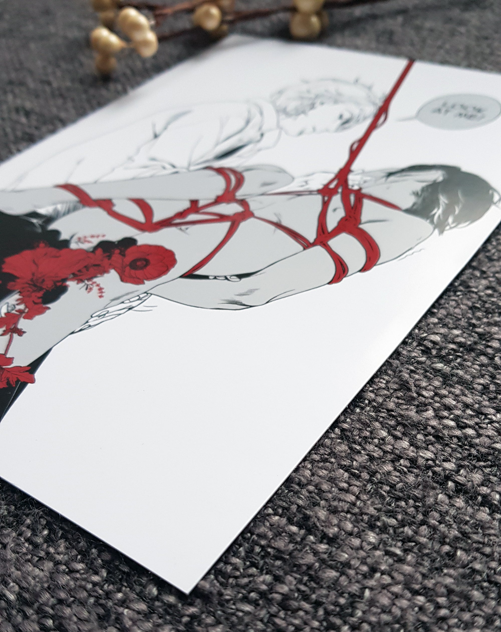 PRINT KINK20 - shibari (flower edition, partial varnish) - EDIllustration