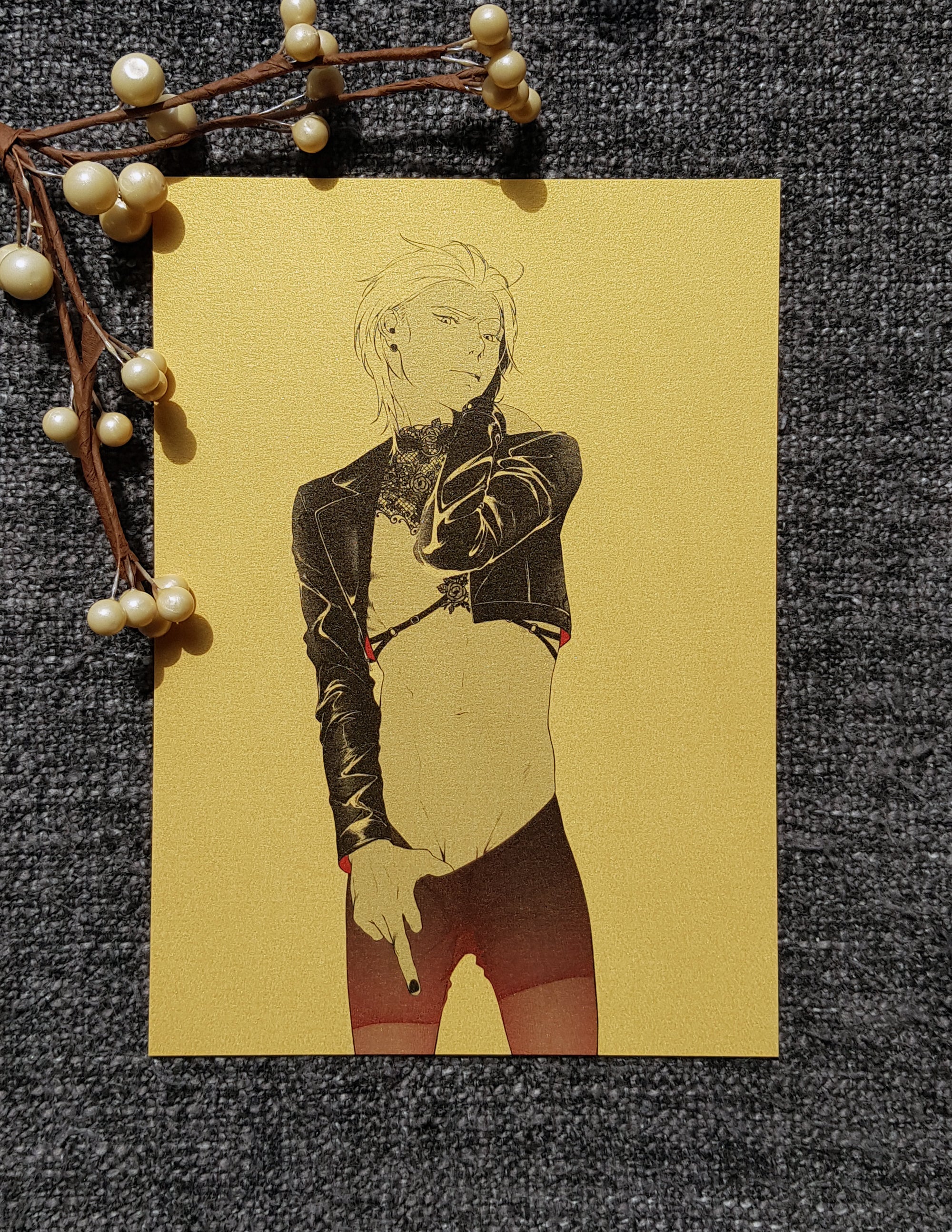 PRINT KINK21 - tights (goldpaper) gold/black - EDIllustration