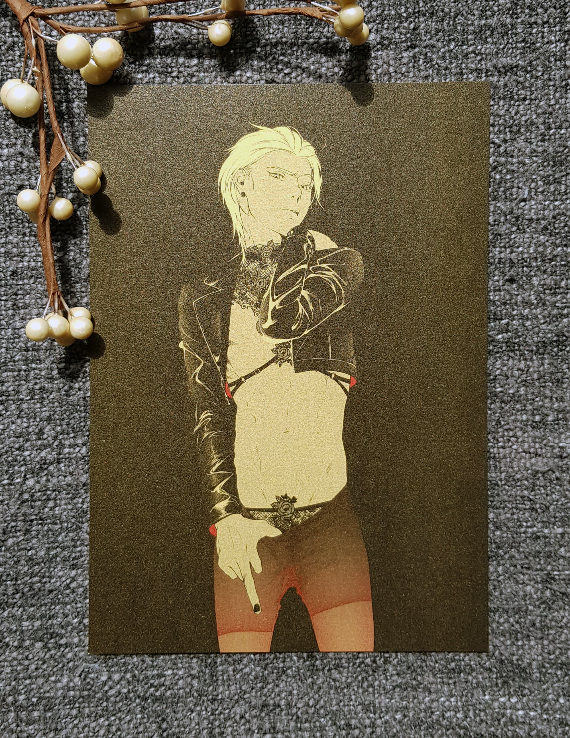 PRINT KINK21 - tights (goldpaper) gold/black - EDIllustration